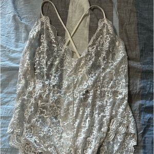 White lace body suit